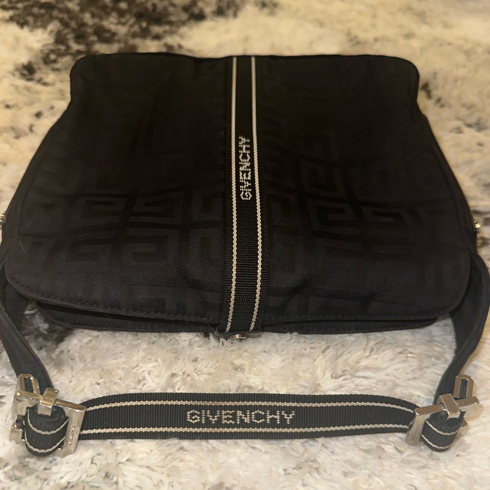 RARE ** Givenchy Black Messenger Bag with Chain Straps